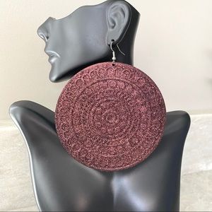 Large boho metal circular dangle earrings